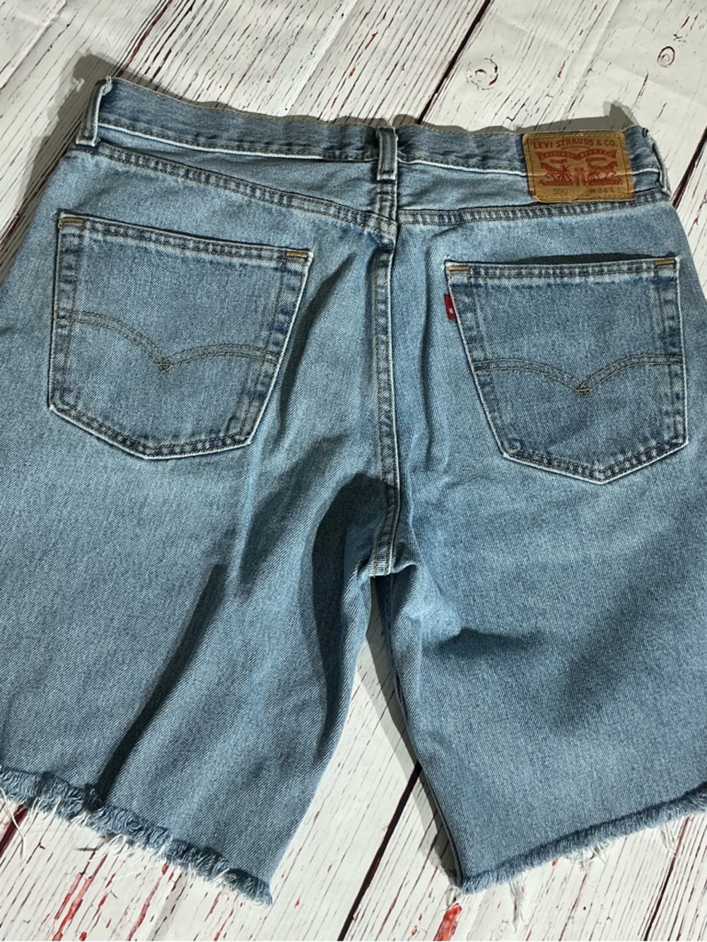Levi's Sz 34 Cut Off Light Blue Denim Shorts